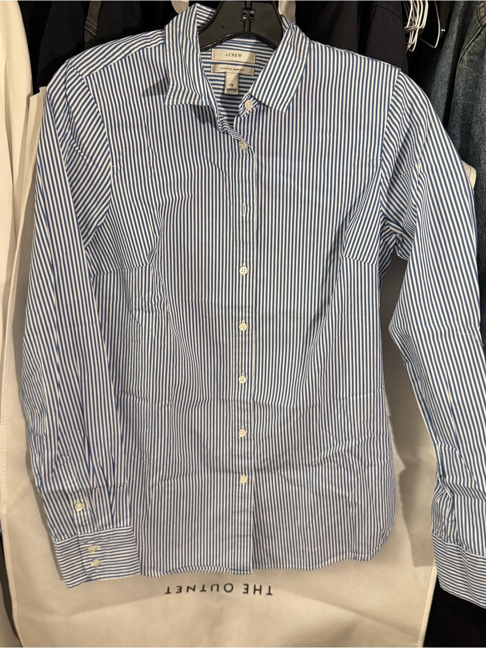 J. Crew Blue and White Striped Button-Down Blouse